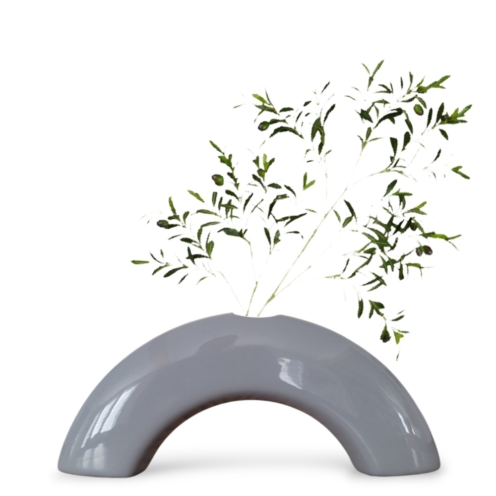 1980s Collection La Fleur et L'oiseau Ceramic Arch Vase